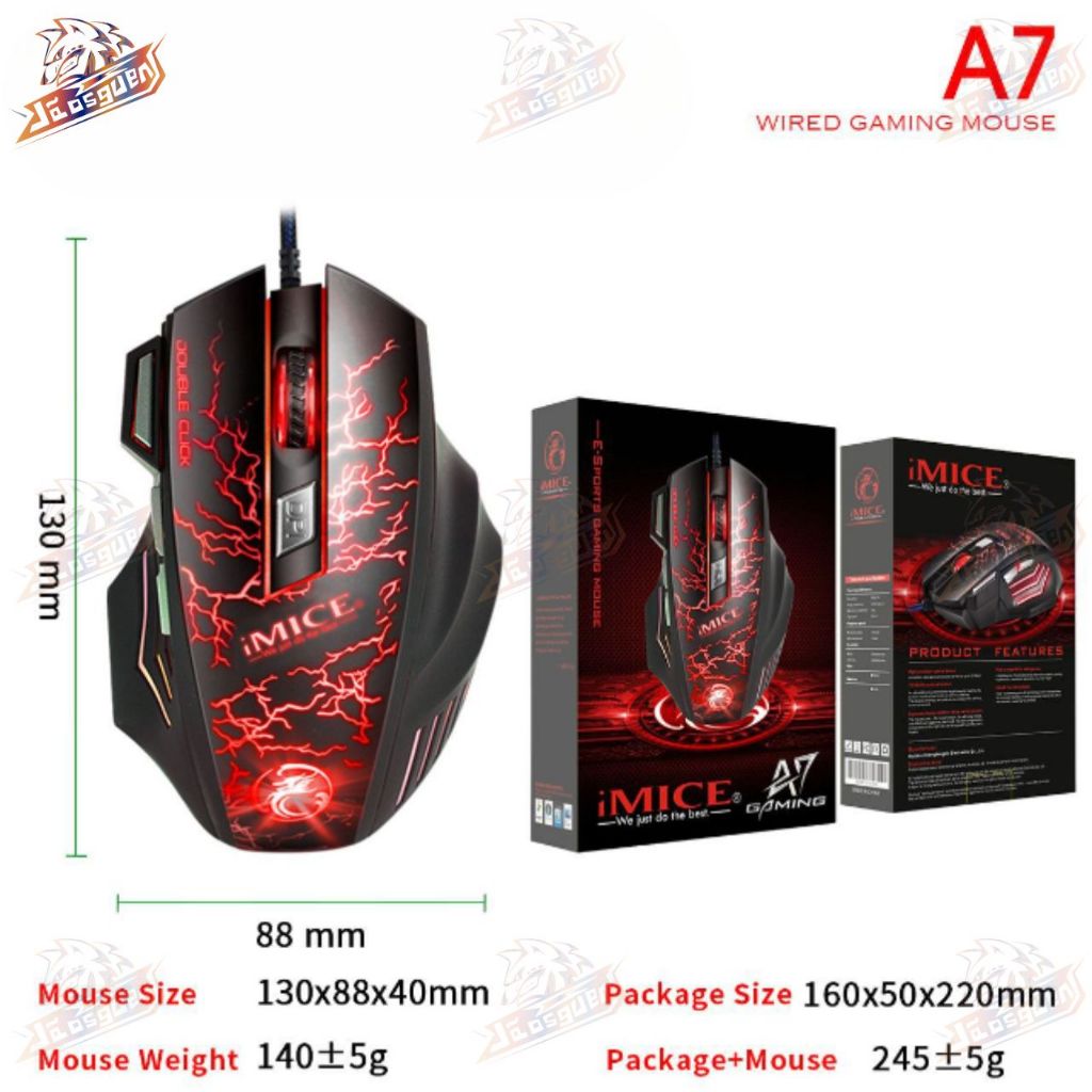 Mouse Gamer Para Jogo 3200 Dpi Óptico Com Led Rgb Usb A7