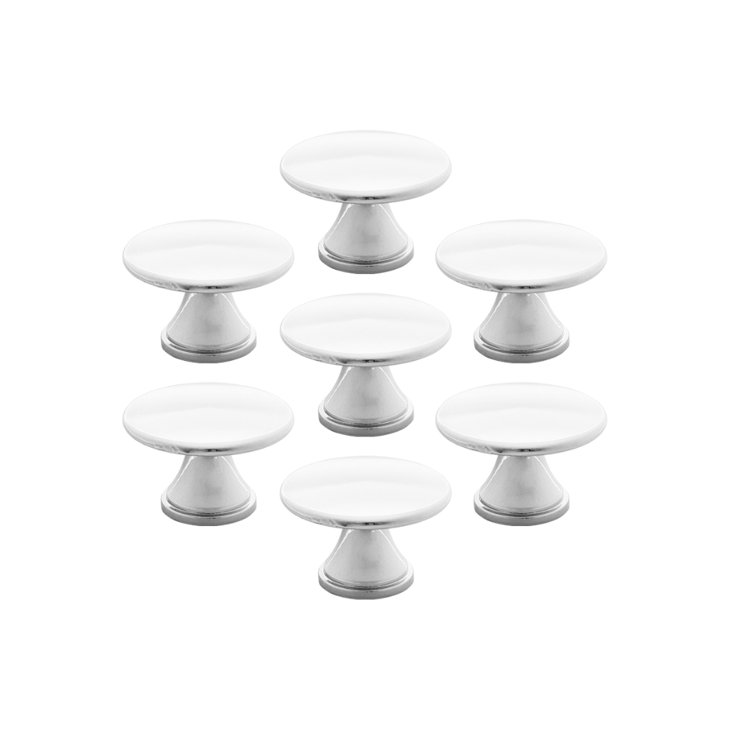 Kit Com 7 Puxadores De Porta Móveis Gaveteiro Ponto Redondo 30mm