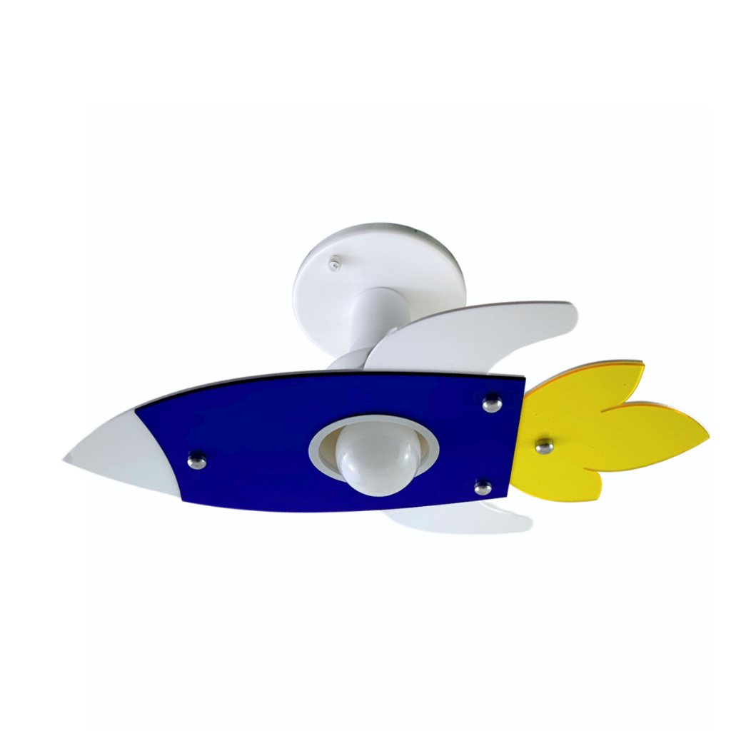 Luminária Infantil Plafon Foguete Nave Espacial Azul LED Criativa Decoração Quarto Menino Menina — imagem 2 de 2
