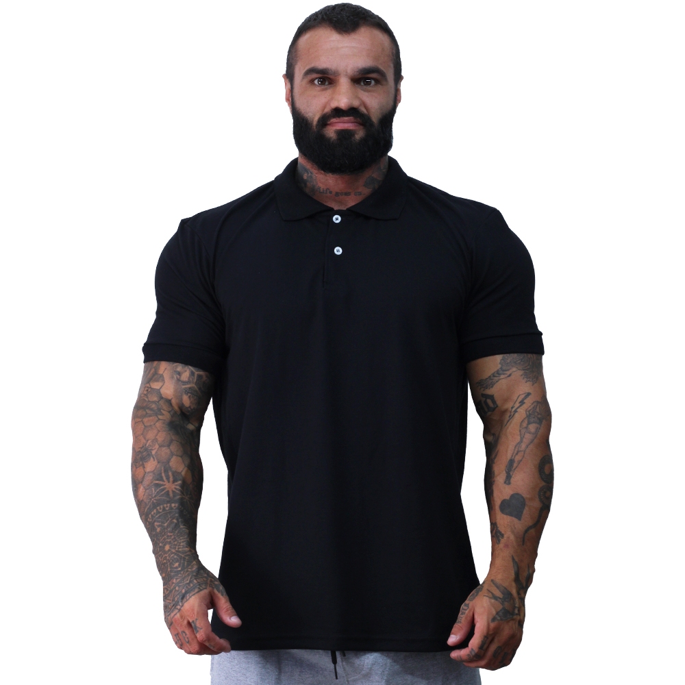 Camisa Gola Polo com Punho Masculina Piquet 50%Alg 50%Pol Premium Penteada MXD Conceito Preta Branca em Oferta na Shopee