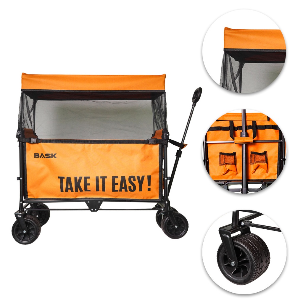 Carrinho De Mão Acampamento Dobrável Portátil Multifuncional Proteção Solar Compras Pesca Bask