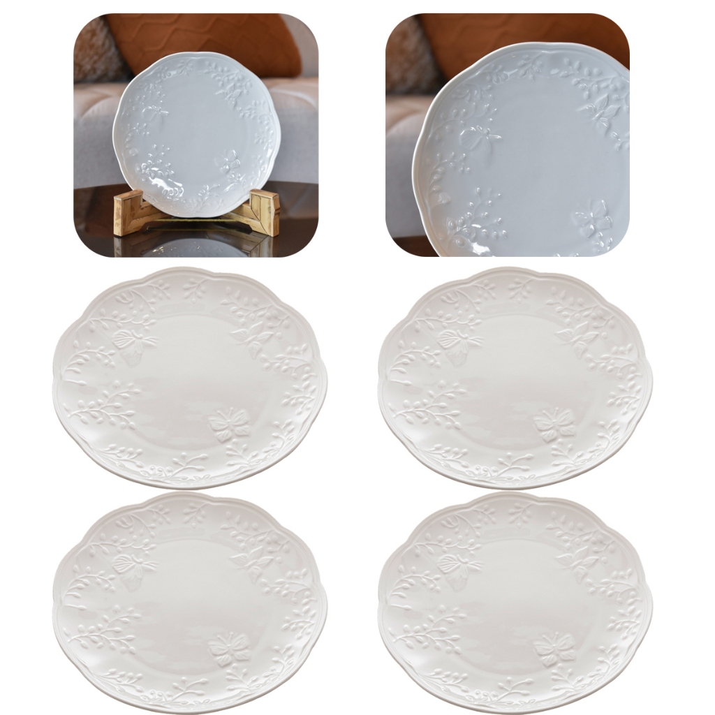 Conjunto 4 Pratos De Sobremesa Porcelana Branca Newbone 19cm - Lyor em Oferta na Shopee