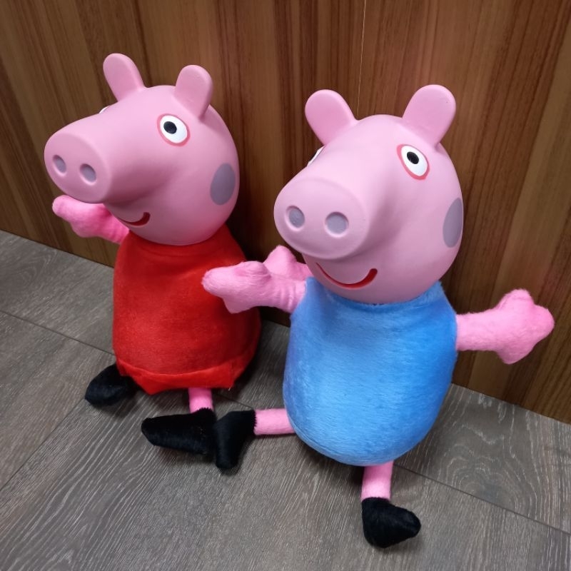 Bonecos de pelúcia Peppa ping cabeça de borracha e o George ping seu irmão pronta entrega mede 40 cm