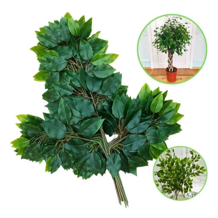 Kit 42 galhos Folhas de Ficus de Silicone para Decoração muro ingles jardim vertical  Folha Artificial
