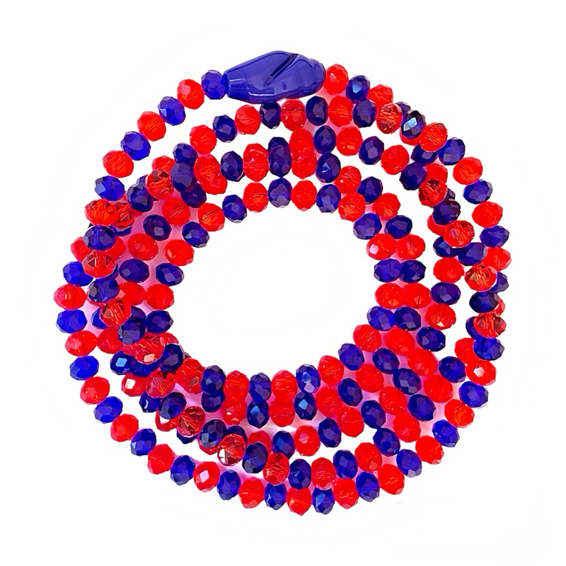 Guia Fio de Contas de Ogum – 62cm em Cristais de Vidro 8mm Vermelho e Azul