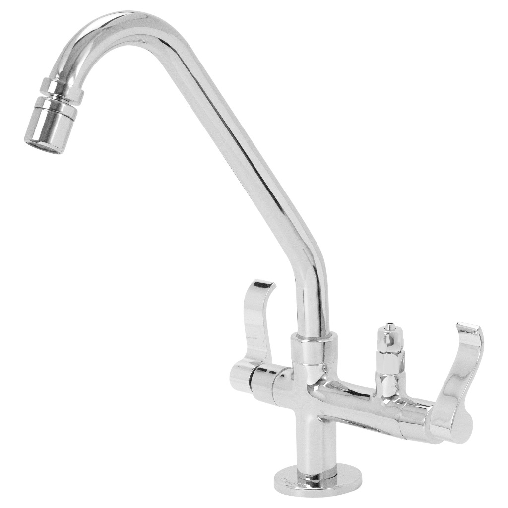 Torneira De Cozinha Bica Movel  Mesa Com Saída Para Purificador De Agua 1/4 De Volta Cromada Samer