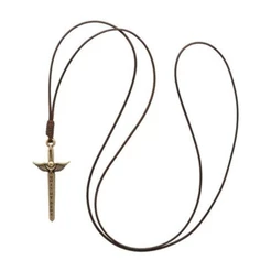Colar Cordão com Espada de São Miguel Arcanjo (4,3cm) - Metal Ouro Velho - 40cm