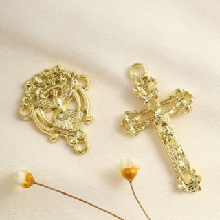 Entremeios Para Terço + Crucifixos Espírito Santo Dourado Alta Qualidade Atacado em Oferta na Shopee