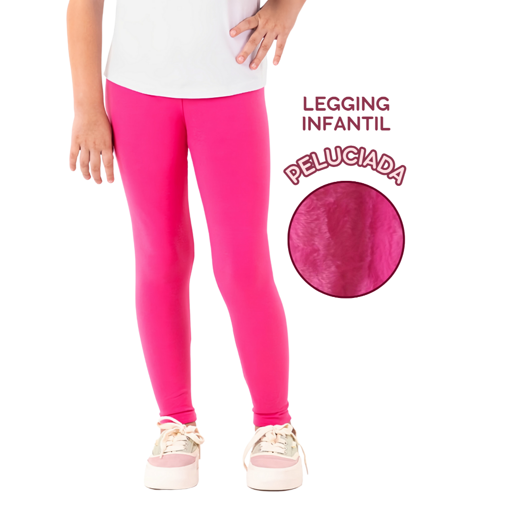 Legging INFANTIL peluciada por dentro Calça para menina e menino Cós alto 100% quentinha Legging basica