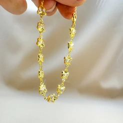 Pulseira de borboleta cristal folheado a ouro