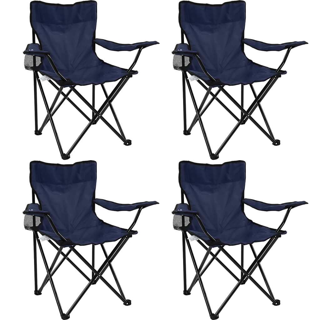 Kit 4 Unidades Cadeiras Dobrável Compacta Para Pesca Praia Bolsa Camping Utilidade Lazer Resistente