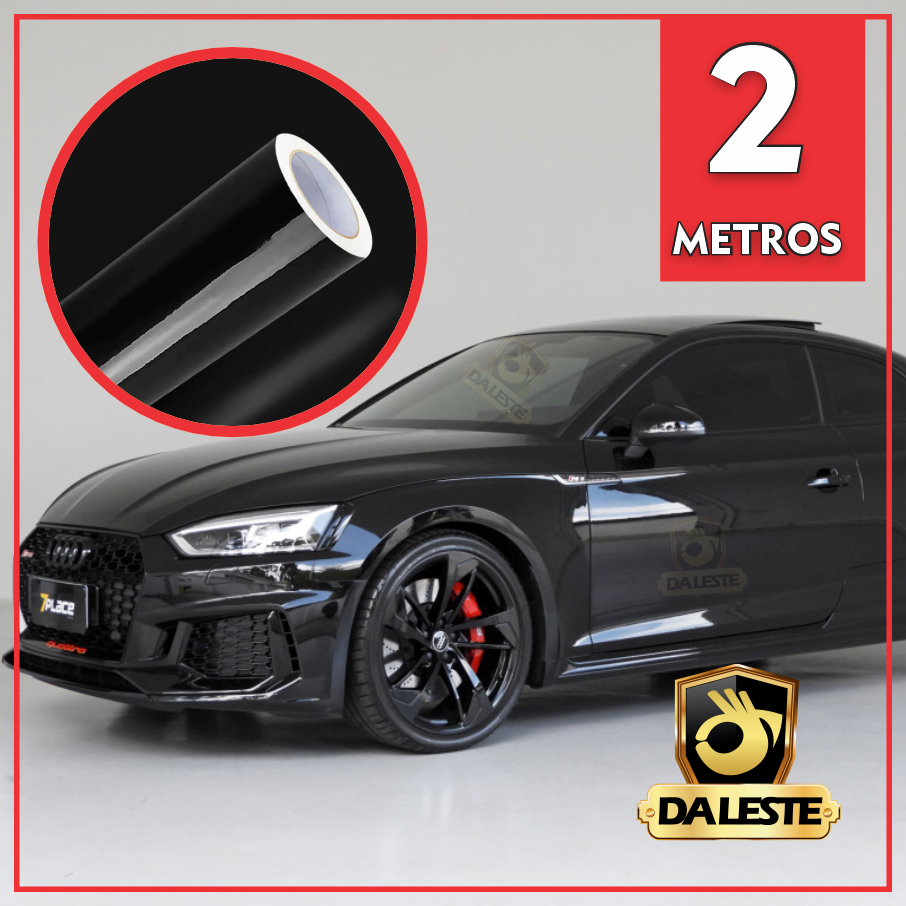 Adesivo Black Piano Envelopamento Automotivo Teto Capô Carro 2m X 1,20m + Espátula Para Aplicação