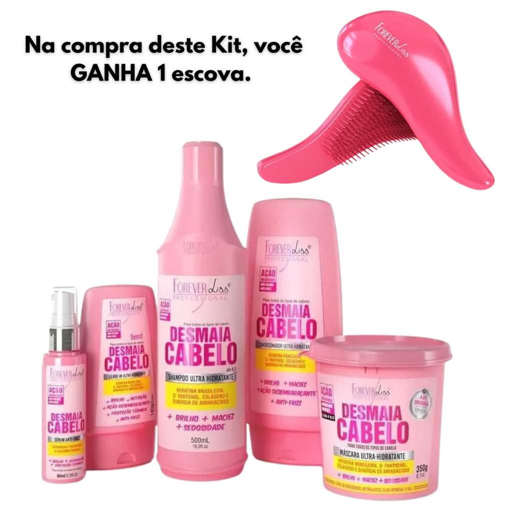 Kit Desmaia Cabelo Completo Forever Liss com Máscara 350g