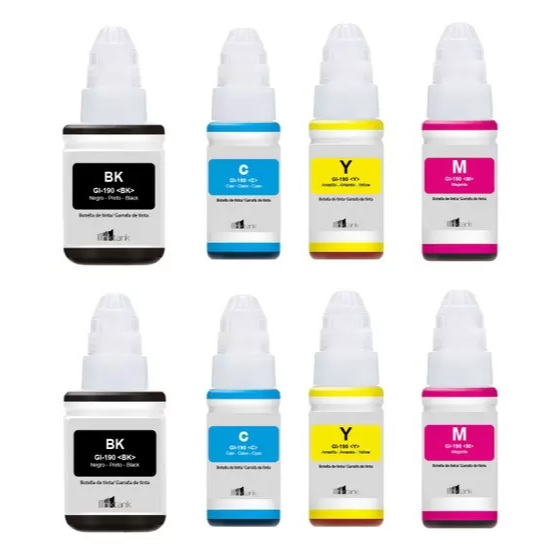 Kit 8 Tinta G3110 G4100 G3100 G1100 G2100 G-190 Lacrado - Másterprint/Kora.
