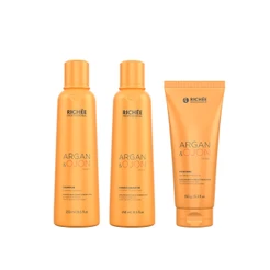Kit Shampoo Condicionador e Máscara Argan Ojon Richee Professional Nutrição Hidratação Tratamento Diário
