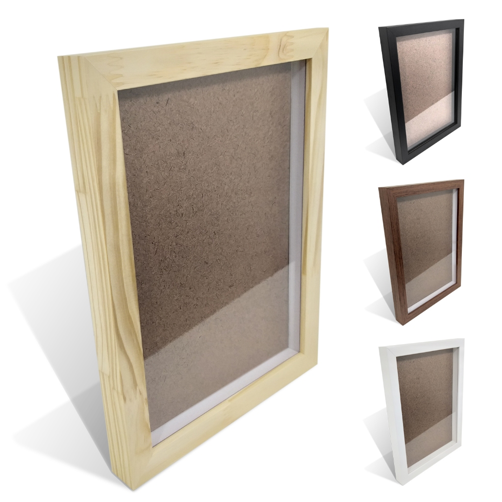 Quadro Moldura Caixa 21x30 com Vidro e Espaçamento de 1,5cm interno
