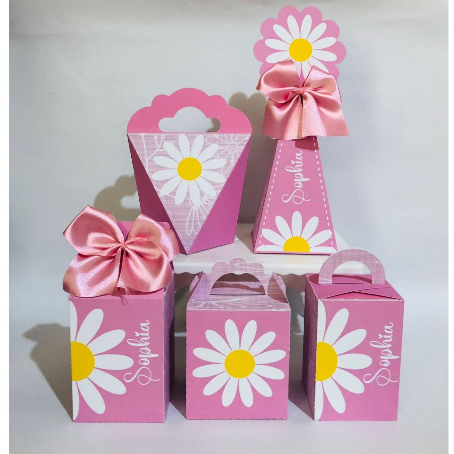 Kit Festa Margarida Personalizados Lembrancinhas Caixinhas para Festas PEGUE E MONTE