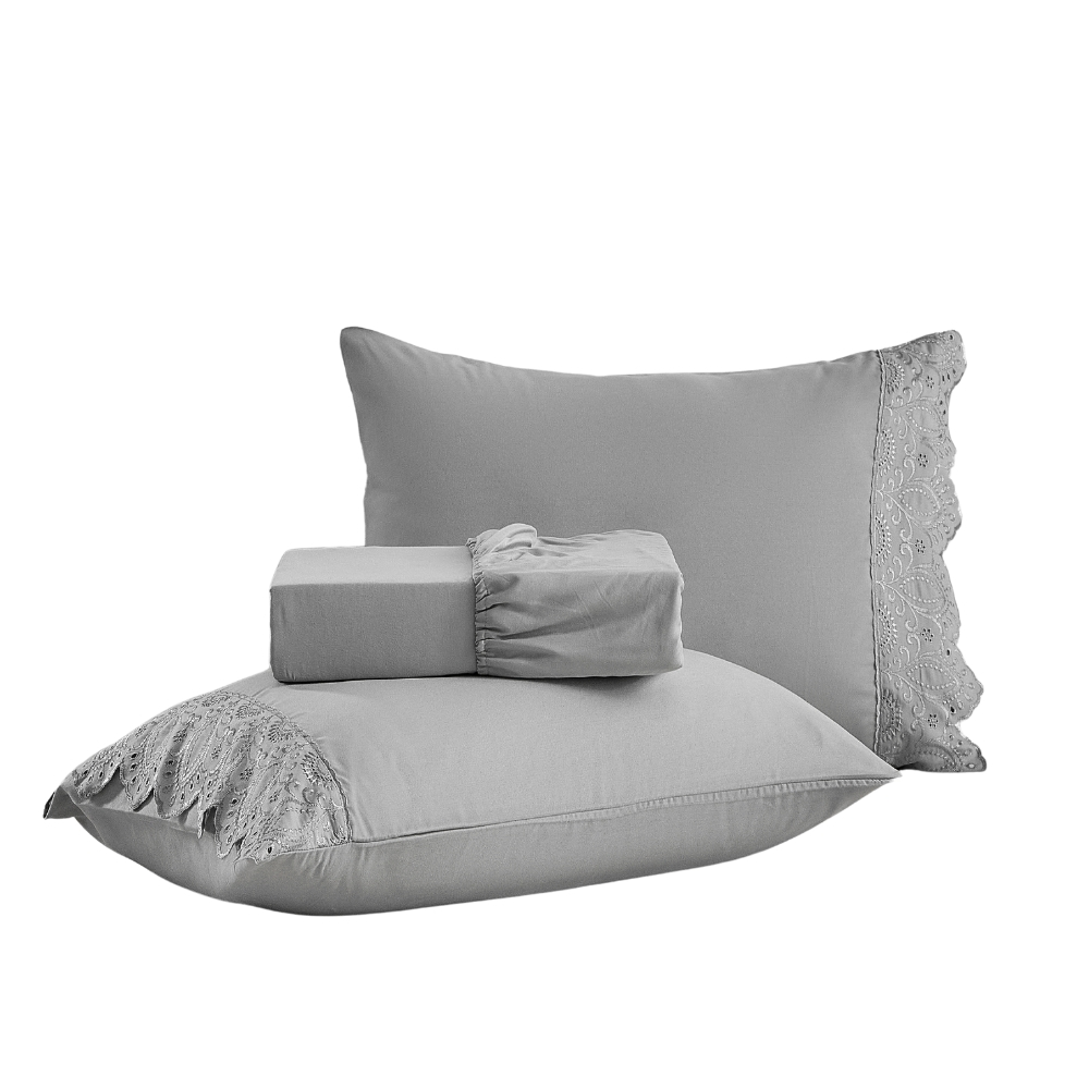 Jogo de Lençol 2 Pçs Veneza Solteiro 300 Fios percal Bordado Inglês em Oferta na Shopee
