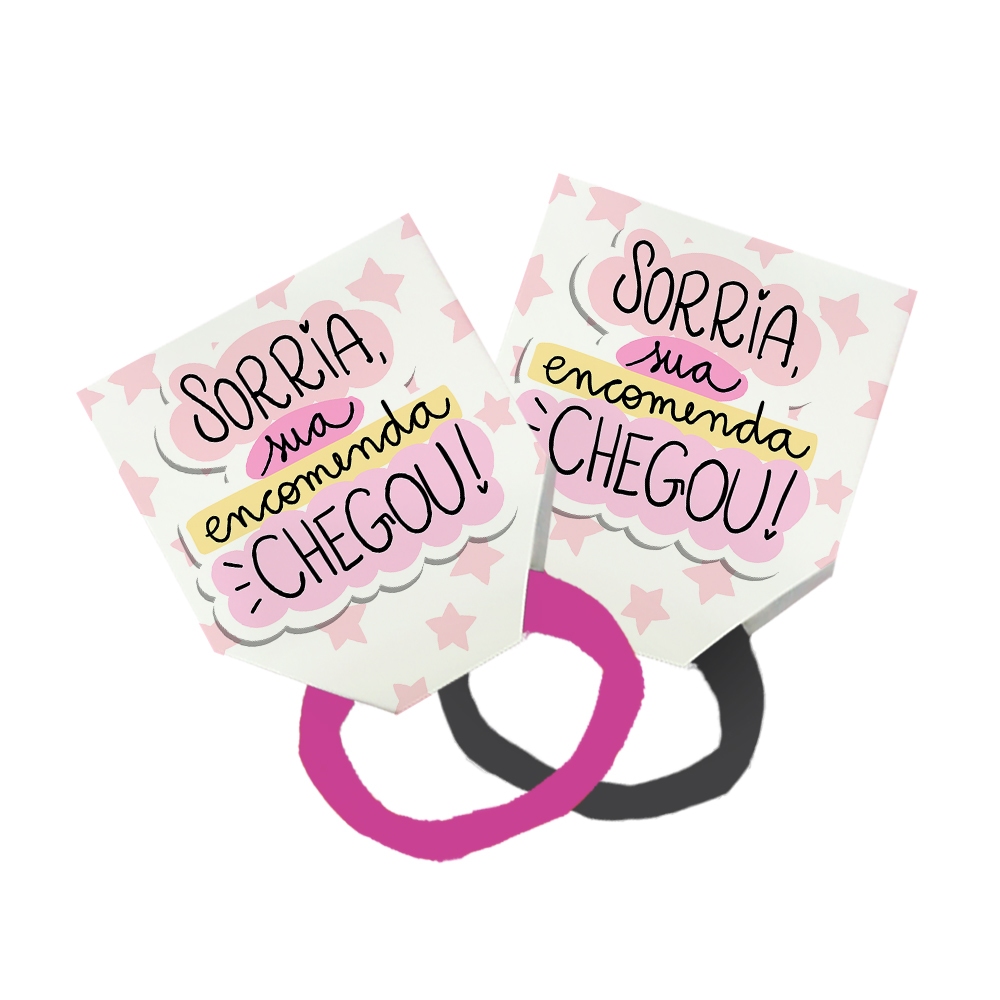 8 Xuxinha Rabicó Amarrador Tag Lembrancinha Frase Sorria Sua Encomenda Chegou! Fundo Estrelas Rosa