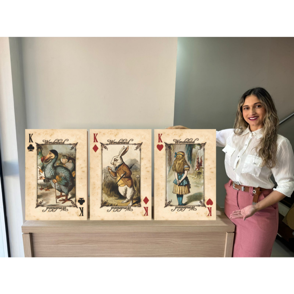Promoção - Quadro Decorativo - Alice Retro - Cartas Retro Antigo
