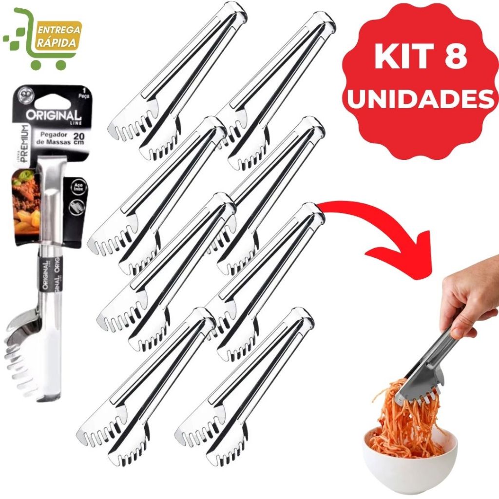 Kit 8 Pegador de Massas 20cm Profissional Aço Inox Premium em Oferta na Shopee