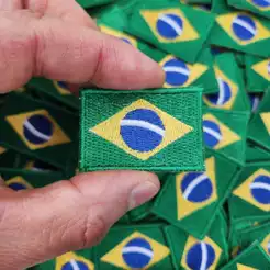 1 Patch Bordado Mini Bandeira do Brasil 3x4,5 cm Cód.MBP11 - Preço por unidade - Nacional, Brasileira, mochilão