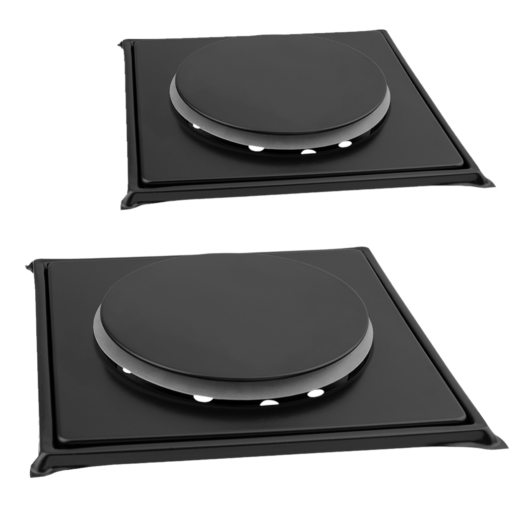 2 Ralo Click Quadrado 10cm 15cm Banheiro Com Grelha Preto