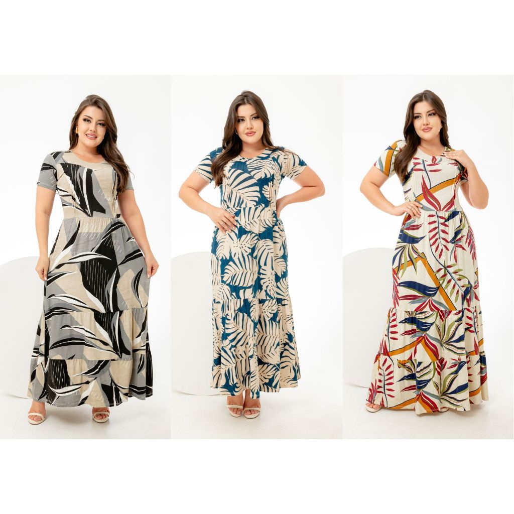 Vestido Longuete Juliana Lindas Cores E Estampas Moda Feminina Chique Moderna Brás