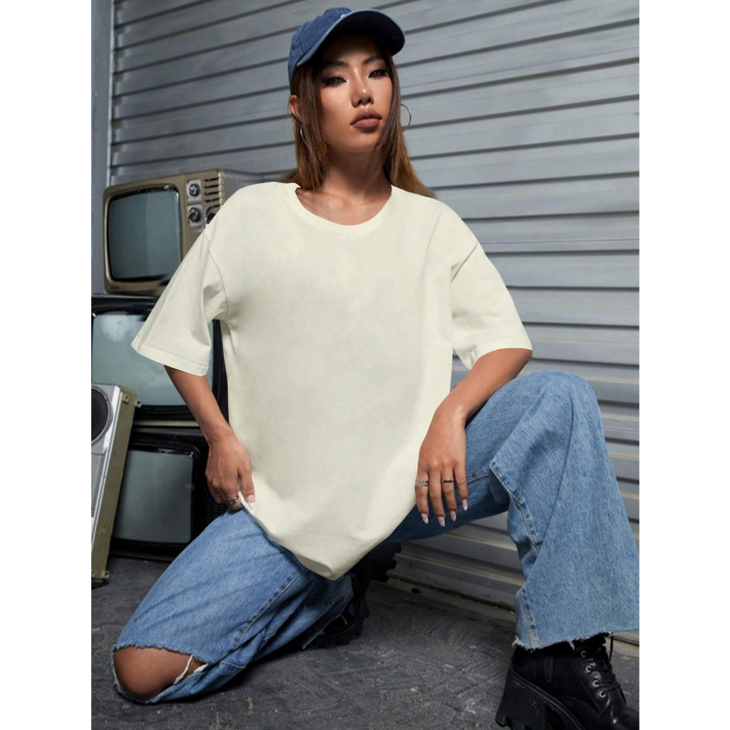 Camiseta Oversized Feminina Confortável Estilosa Streetwear Blusa Macia Academia Fitness Sem Estamp