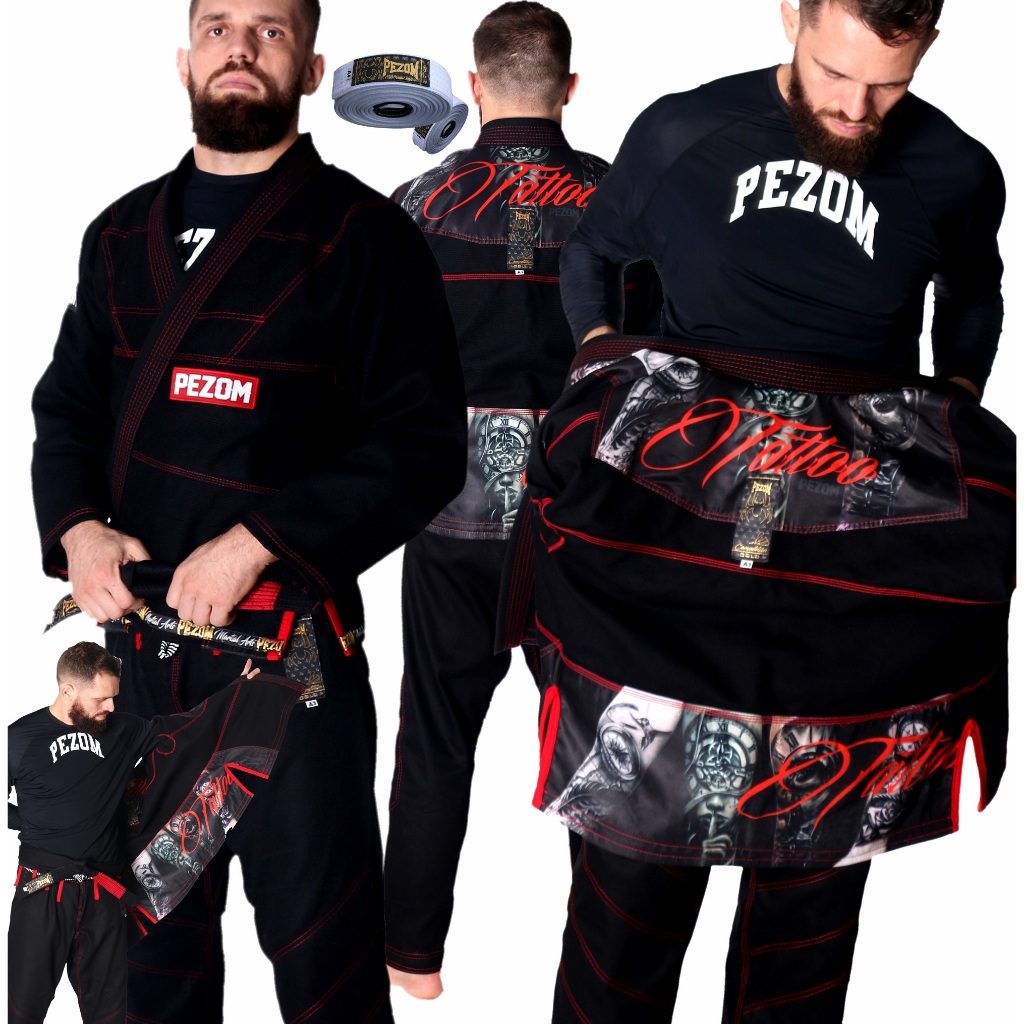 Kimono Jiu Jitsu Trançado 50% Forrado Tattoo Pezom Pro Competição e Faixa