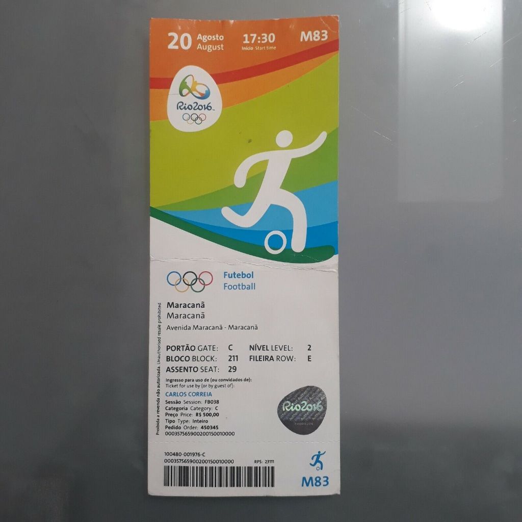 Ingresso final das Olimpiadas de Futebol Rio 2016 Brasil Vs Alemanha Maracanã Neymar título de penalti