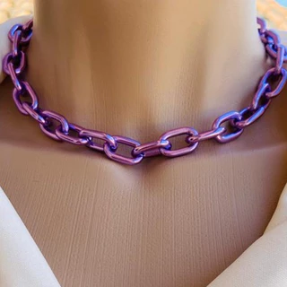 Colares choker modelo com elos pintados folheados