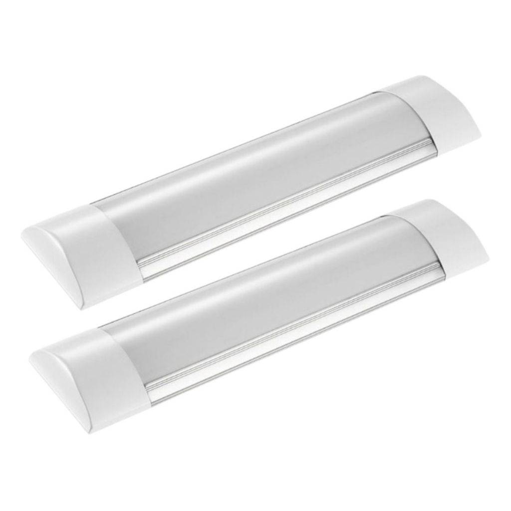 Kit 2 Luminária Tubular Led Slim De Sobrepor 10w 30cm Branco Frio Elgin - Home & Living