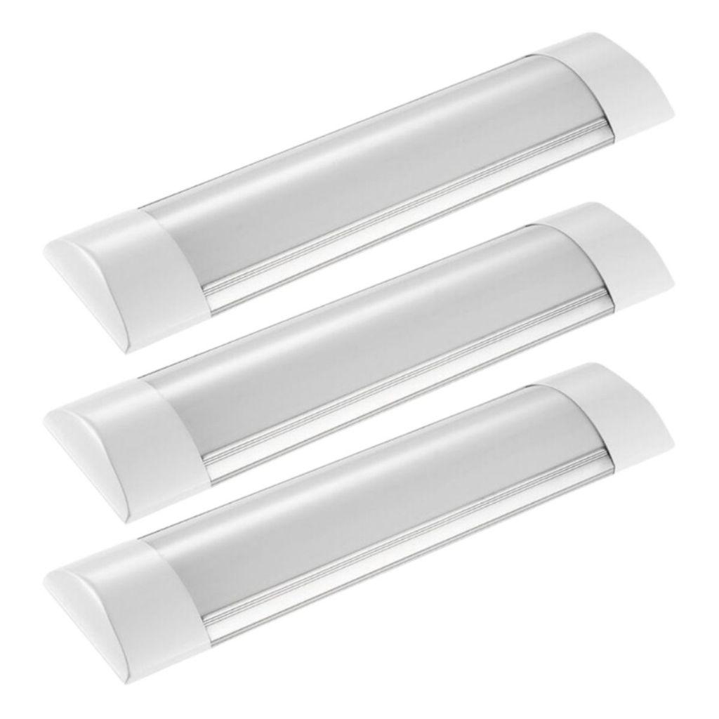 Kit 3 Luminária Tubular Led Slim De Sobrepor 10w 30cm Branco Frio Elgin - Home & Living