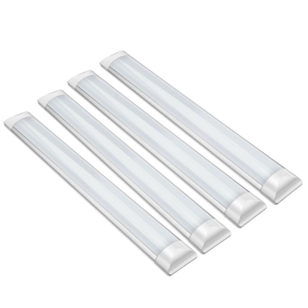 Kit 4 Luminárias Tubular Flat 60cm Led 18w Sobrepor Slim Calha - Elgin