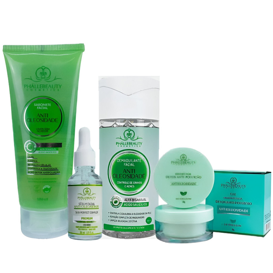 Kit com o Sabonete antioleosidade + Sérum antioleosidade + Gel antioleosidade + Demaquilante antioleosidade em Oferta na Shopee