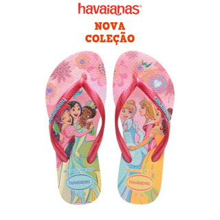 Chinelo Havaianas Infantil Frozen Princesas Moana Elsa Ariel Menina Feminina Adulto Slim em Oferta na Shopee