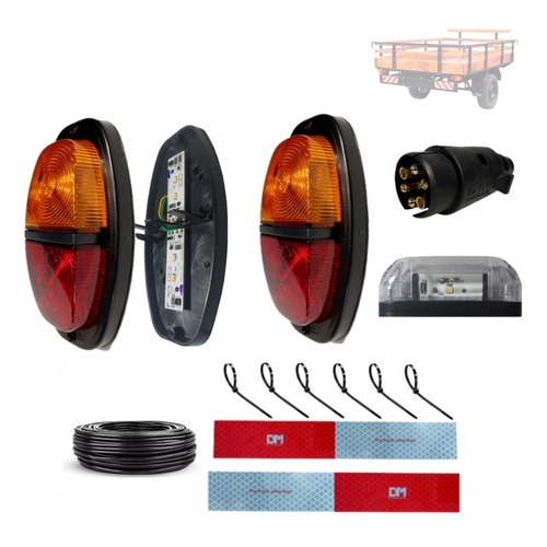 kit de instalaçao para carretinha com lanterna canoinha led lanterna traseira carroçao reboque