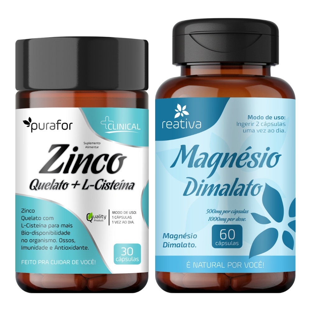 Kit Sistema Imunológico Zinco Quelato + Magnésio Dimalato Suplemento Alimentar