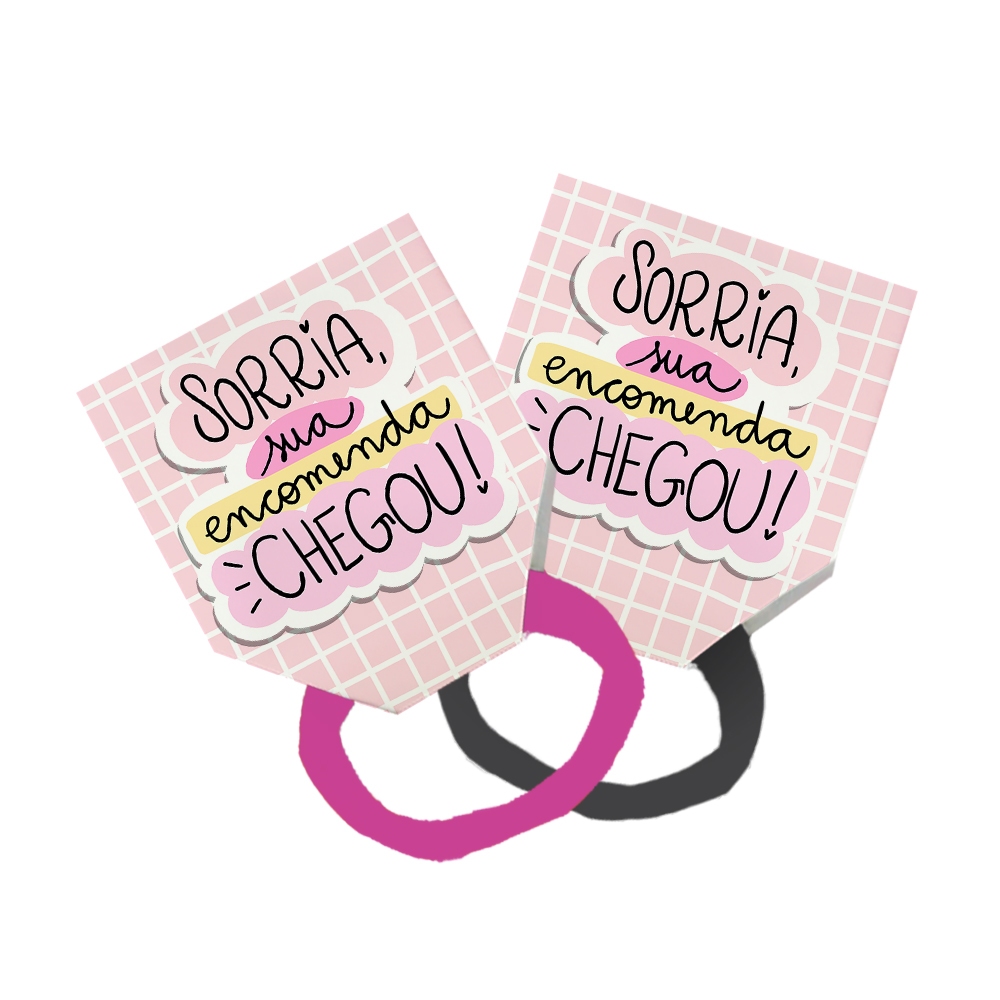 8 Xuxinha Rabicó Amarrador Tag Lembrancinha Frase Sorria Sua Encomenda Chegou! Xadrez Rosa