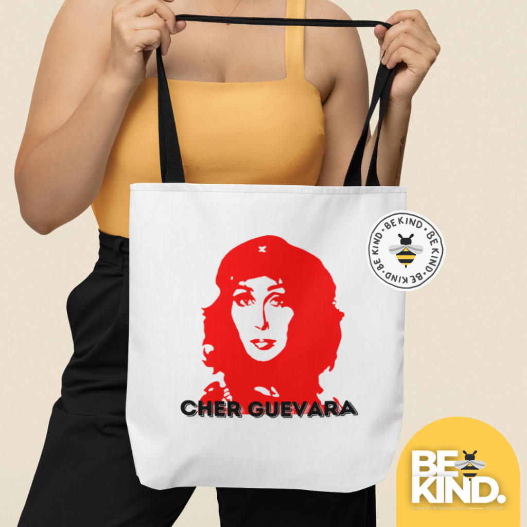 Eco Bag Tote Bag Personalizada Cher Guevara (30cmx35cm, branca e alças pretas, tecido 100% poliéster) | be kind