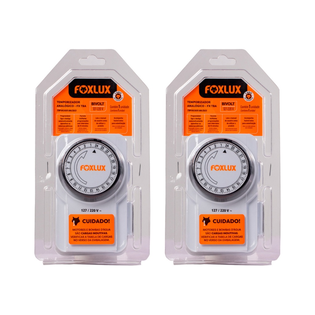 Kit 2 Controladores Digitais Foxlux Timer Temporizador Analógico Bivolt Liga Desliga Automático em Oferta na Shopee