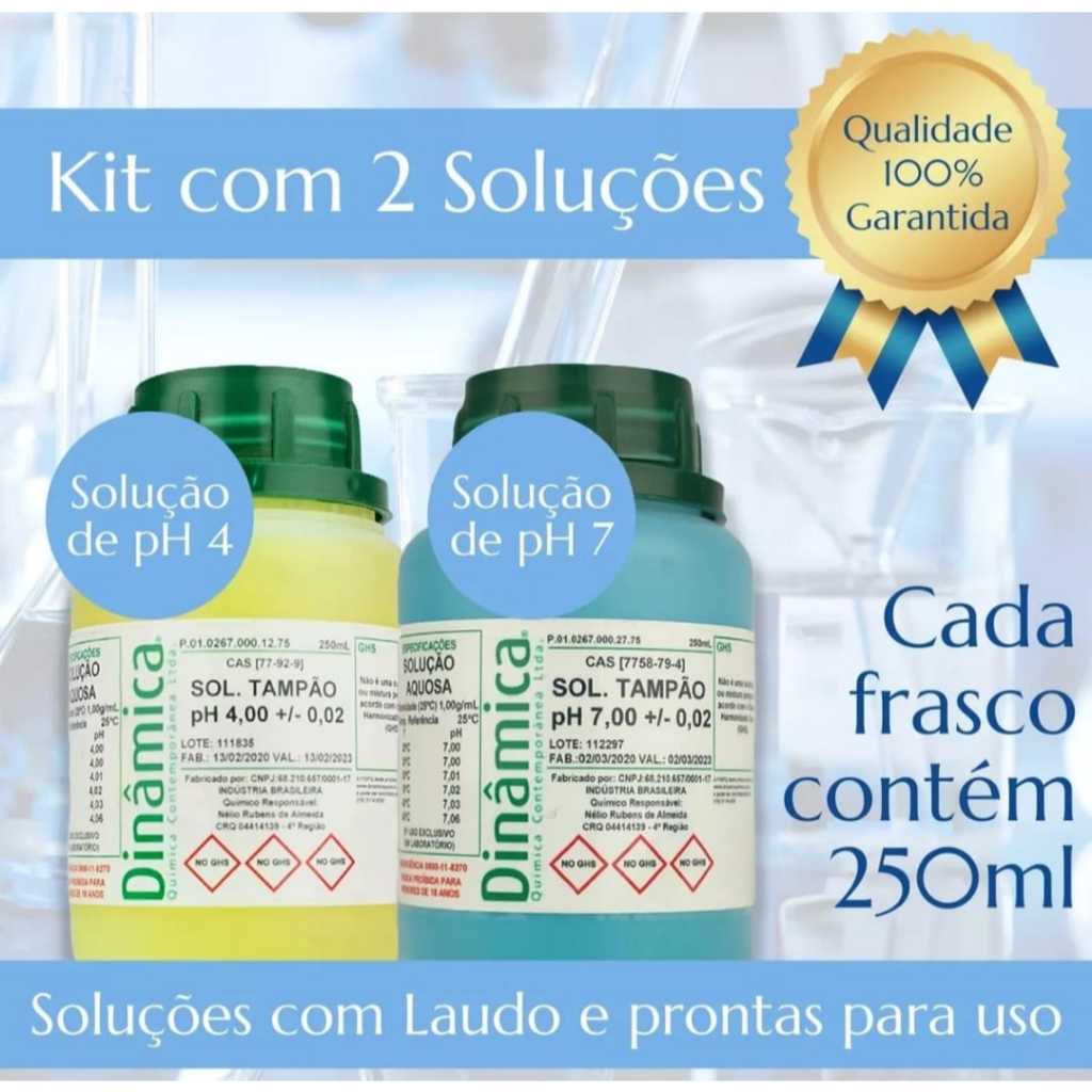 Sol. Phmetro Tampão Calibrador Ph 4.0 E 7.0 Buffer