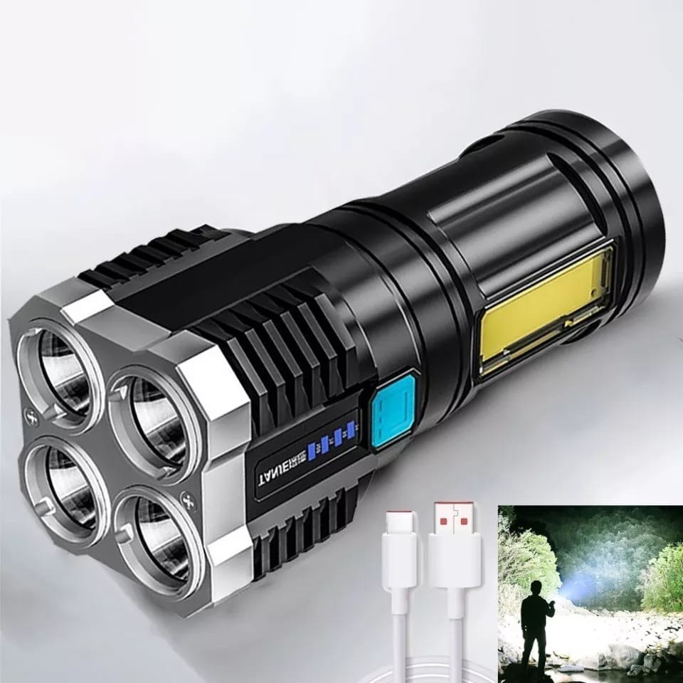 Lanterna MAIS forte do  Led Potente 1500m 4 Recarregável Usb Portátil Ultra Brilhante