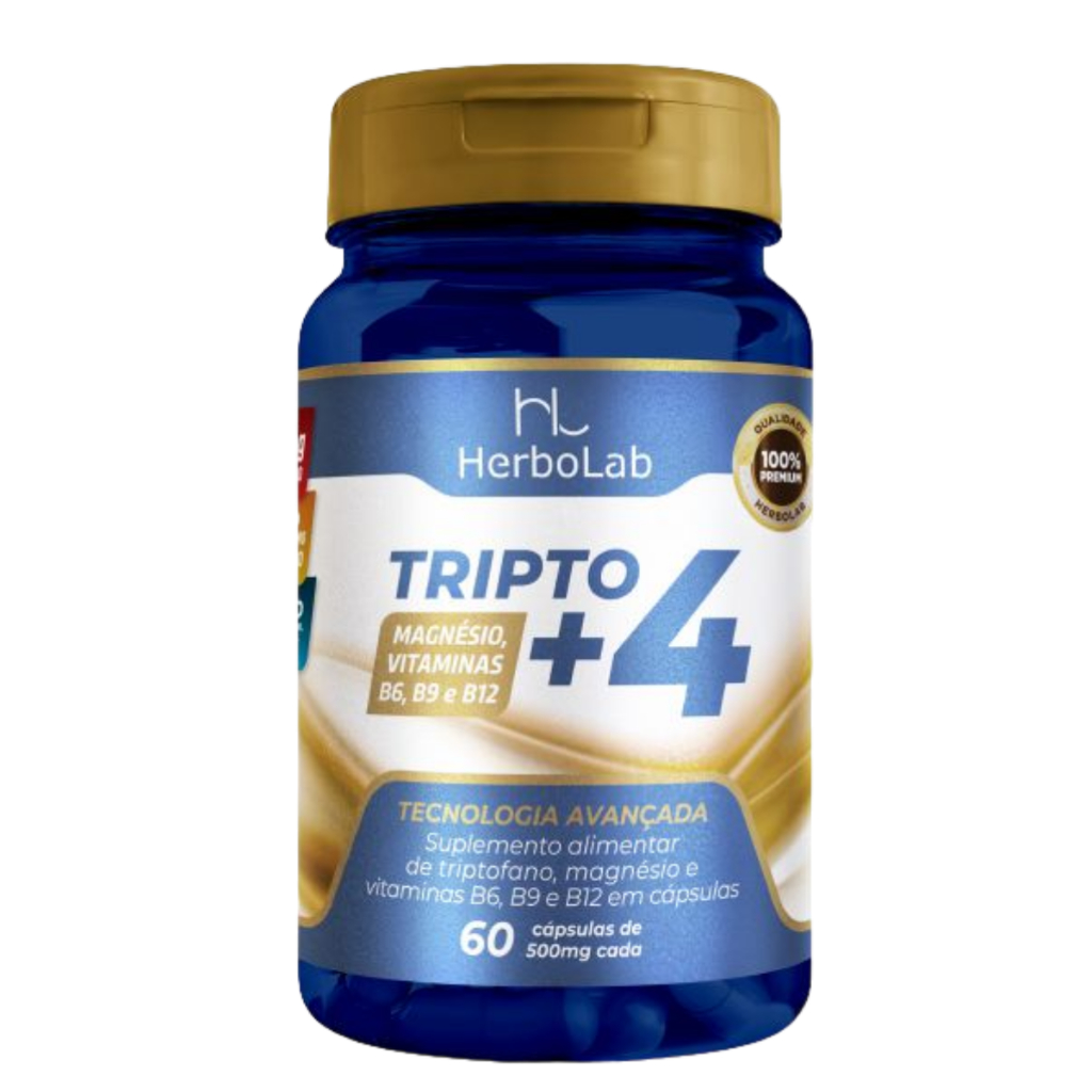 Triptofano, Magnésio, Vitaminas B6, B9 e B12 - 60 Cápsulas - Herbolab em Oferta na Shopee