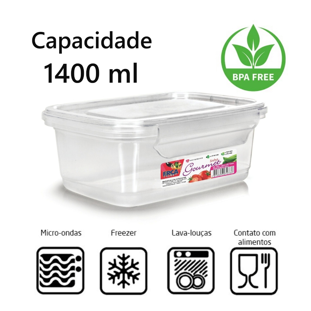 Kit Marmitas Fitness 1400ml Freezer Microondas Potes Plásticos Trava Grande Organizar Alimentos em Oferta na Shopee