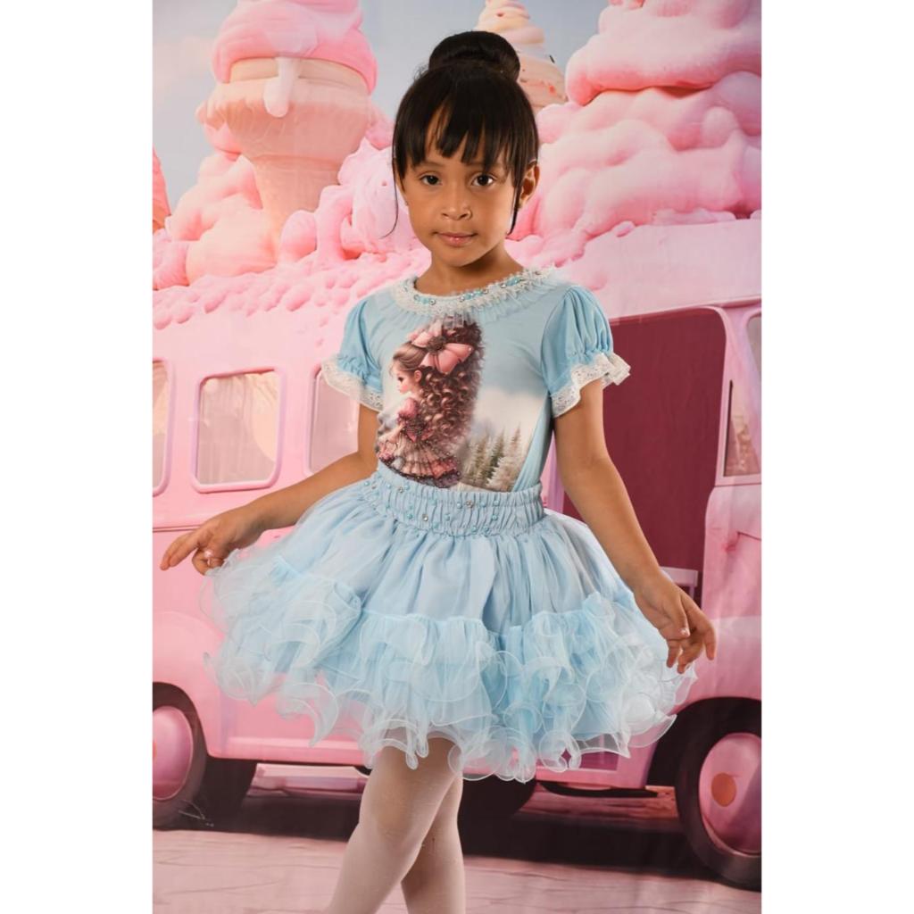 Conjunto Infantil Para Meninas de Festa Luxo Conjunto Menina Saia Rodada e Blusa Conjunto de Festa Infantil Meninas