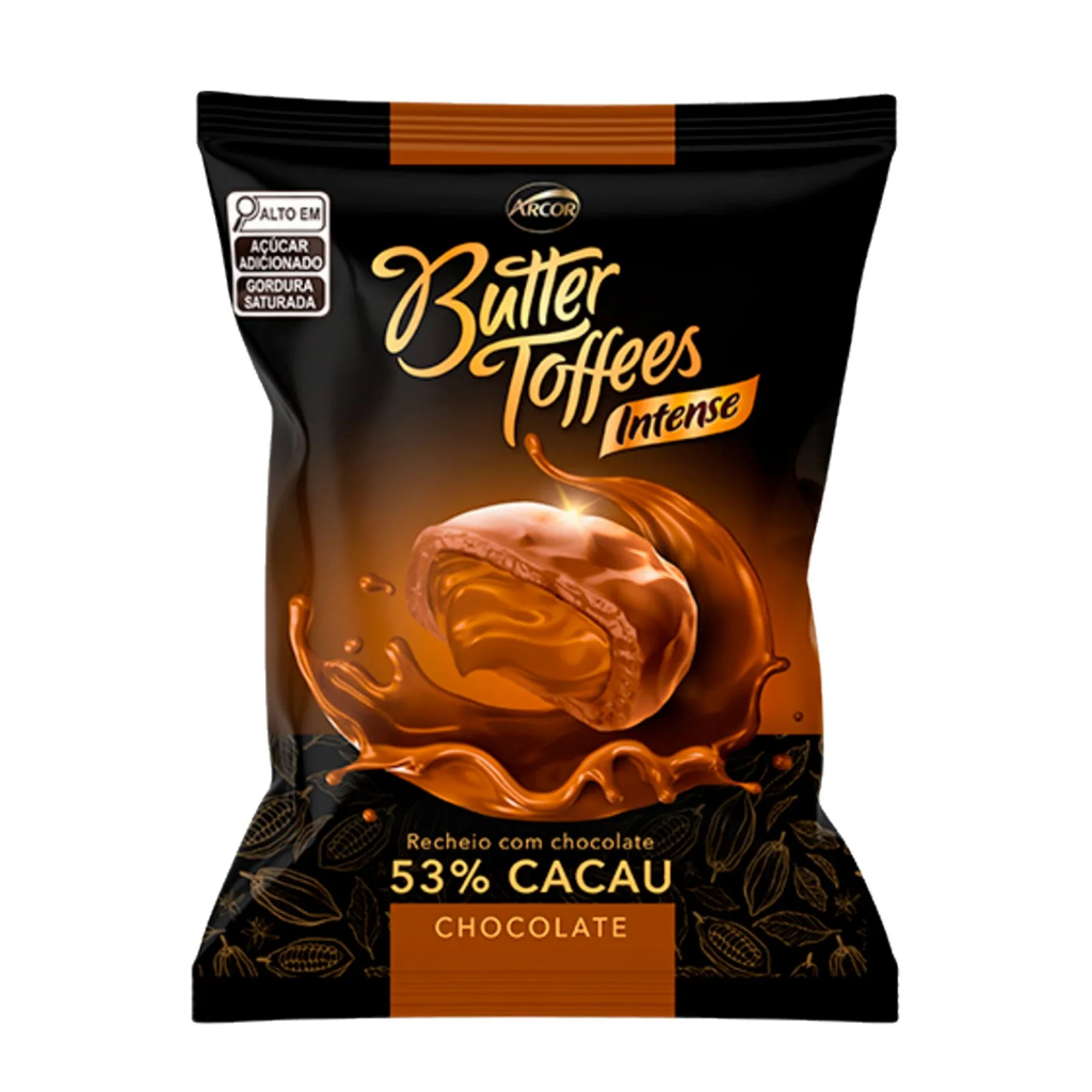 1 Pacote de Bala Butter Toffees Intense 53% Cacau Chocolate - 400g