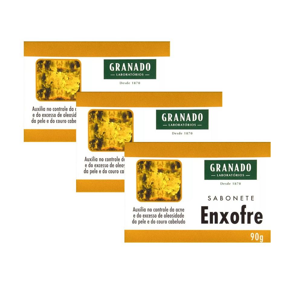 Kit com 3 Sabonetes Granado Enxofre Cuidados com a Pele contra Oelosidade/acne 90g em Oferta na Shopee