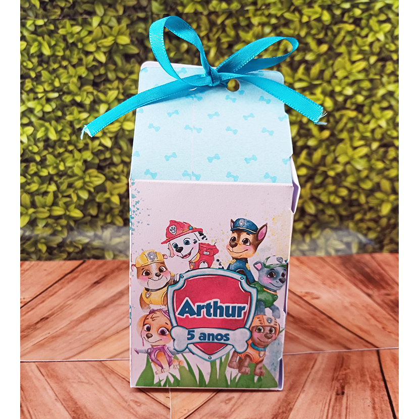 20 Caixinhas Milk Personalizada Com Nome Patrulha Canina Aquarela Festa Personalizada